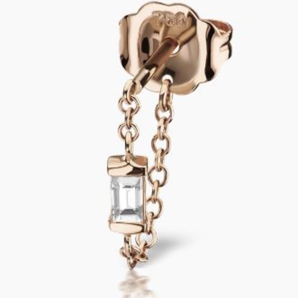 Maria Tash Rose Gold Baguette Diamond Chain Wrap Stud Earring